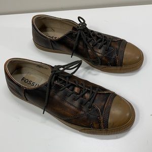 Fossil Men’s Leather Sneakers Vintage Finish Size 8.5.